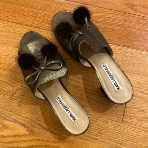 KARL LAGERFELD sparkly gold mules